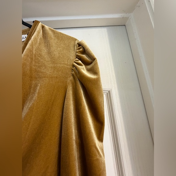 NWT Elegant Velvet Dress in Gold Velvet - Picture 3 of 8
